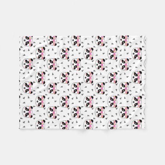 Panda Blanket - meisjes grilkroonpanda Fleece Deken (Voorkant (Horizontaal))