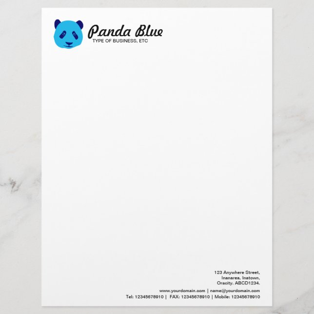 Panda - Blauw Briefhoofd (Voorkant)