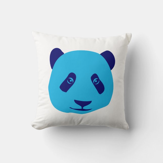 Panda - Blauw Kussen (Voorkant)