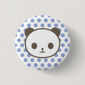 panda blauw ronde button 3,2 cm (Voorkant)