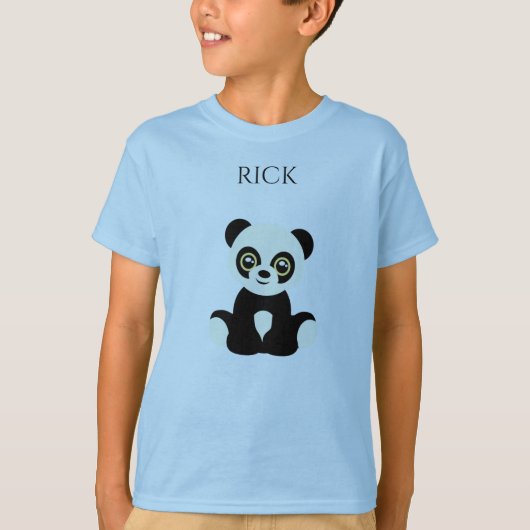 PANDA blauw t-shirt, gepersonaliseerde naam. T-shirt (Voorkant)