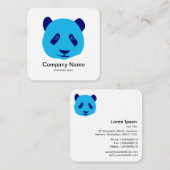 Panda - Blauw Vierkante Visitekaartje (Voorkant / Achterkant)