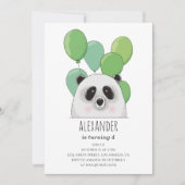 Panda. Blauwe en groene jongens verjaardagsfeest Kaart (Voorkant)