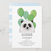 Panda. Blauwe en groene jongens verjaardagsfeest Kaart (Voorkant / Achterkant)