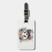 Panda Bloemen Aquarel Bagagelabel (Voorkant verticaal)