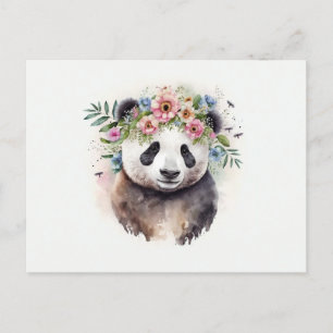 Panda Bloemen Aquarel Briefkaart