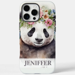 Panda Bloemen Aquarel iPhone 16 Pro Max Hoesje