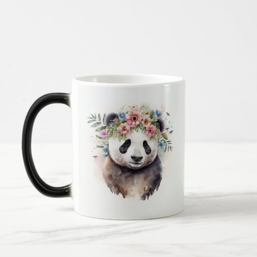 Panda Bloemen Aquarel Magische Mok (Links)