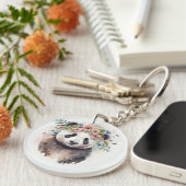 Panda Bloemen Aquarel Sleutelhanger (Voorkant Rechts)
