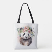 Panda Bloemen Aquarel Tote Bag (Achterkant)