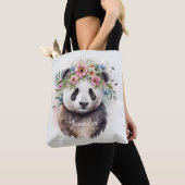 Panda Bloemen Aquarel Tote Bag (Dichtbij)