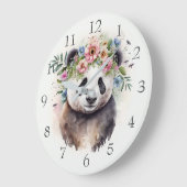 Panda Bloemen Waterverf Grote Klok (Hoek)