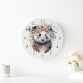 Panda Bloemen Waterverf Grote Klok (Huis)