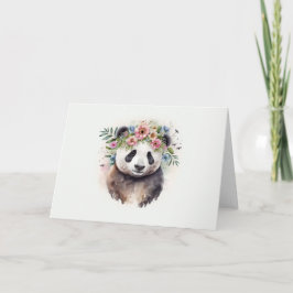 Panda Bloemen Waterverf Kaart