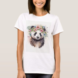 Panda Bloemen Waterverf T-shirt