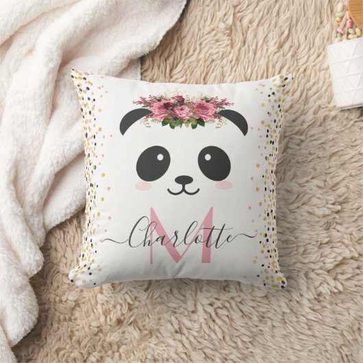  panda bloesmonogram gepersonaliseerd kussen (Deken)