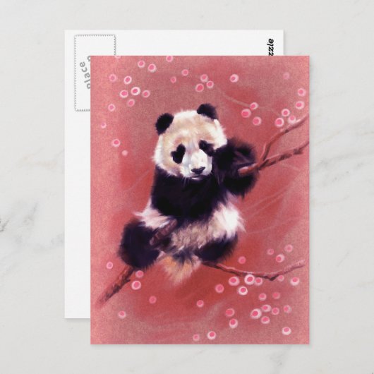 Panda Blossom Briefkaart (Voorkant / Achterkant)