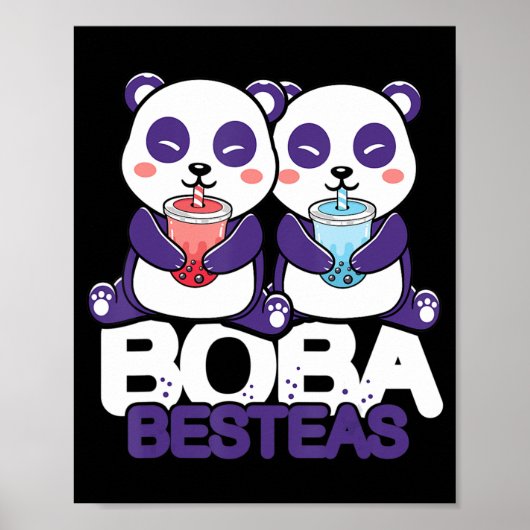 Panda Boba Bubble Tea Anime Kawaii Neko Girls Poster (Voorkant)