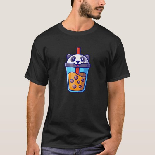 Panda Boba Bubble Tea Kawaii Anime T-shirt (Voorkant)