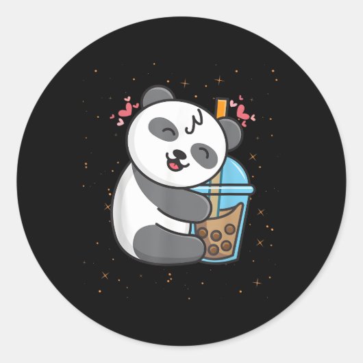 Panda Boba Tea Bubble Tea Kawaii Anime Japans Ronde Sticker (Voorkant)