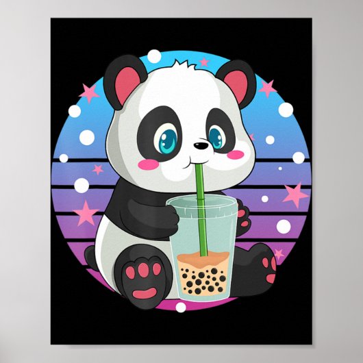 Panda Boba Thee Bubble Thee Anime Kawaii Neko  Poster (Voorkant)
