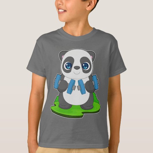 Panda Bodybuilder Dumbbell Bodybuilding T-shirt (Voorkant)
