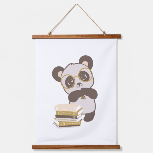 Panda Book Nook Reading Poster Hangend Wandkleed (Voorkant)