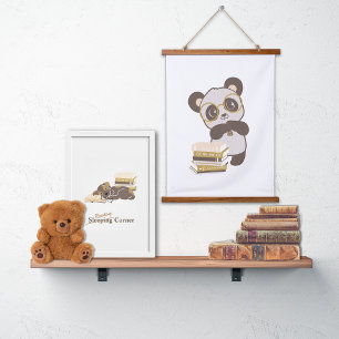 Panda Book Nook Reading Poster Hangend Wandkleed