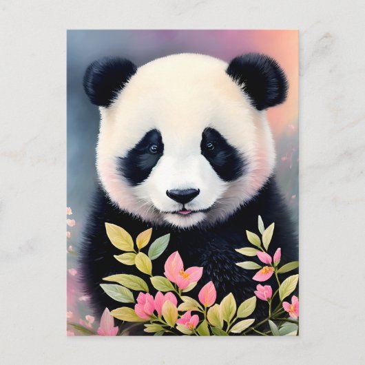 Panda Botanische Kunst Briefkaart (Voorkant)