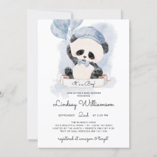 Panda Boy Baby shower Kaart