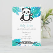 Panda Boy Baby shower Uitnodiging (Staand voorkant)