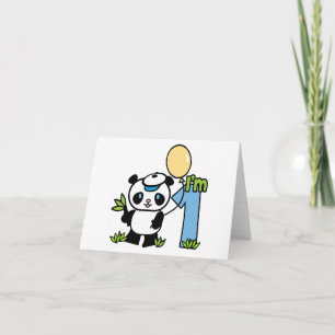 Panda Boy First Birthday Fill-in Invitations Feestdagen Kaart