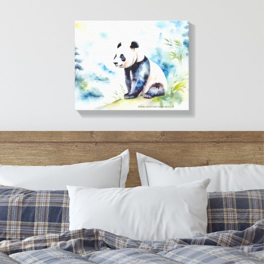 Panda brengt geluk canvas afdruk (Insitu (Slaapkamer))
