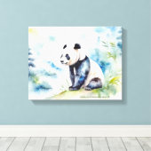 Panda brengt geluk canvas afdruk (Insitu (Houten vloer))