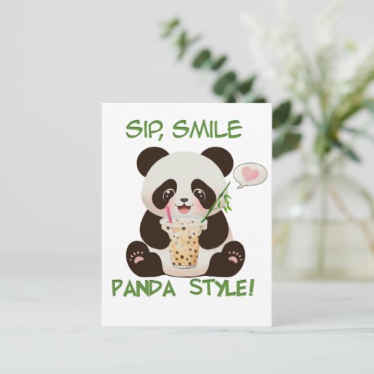 Panda Bubble thee Briefkaart (Staand voorkant)