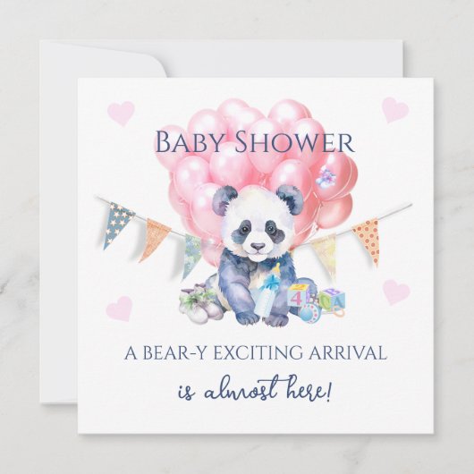 Panda bunting and balloons Baby Shower Kaart (Voorkant)