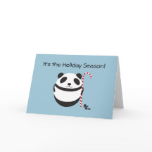 Panda Candy Cane Holiday Card