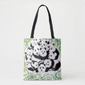 Panda Canvas tas Happy Famiy - Funny (Voorkant)