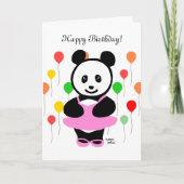 Panda Cartoon en cupcake verjaardag Kaart (Voorkant)