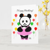 Panda Cartoon en cupcake verjaardag Kaart (Gele Bloem)