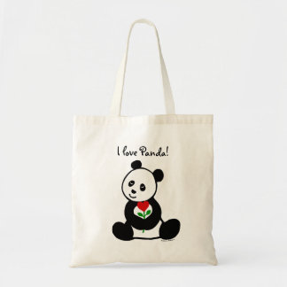 Panda-Cartoon en een hartslag Tote Bag