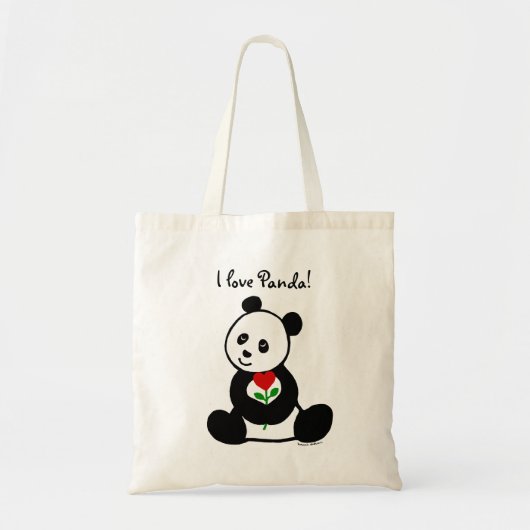Panda-Cartoon en een hartslag Tote Bag (Voorkant)
