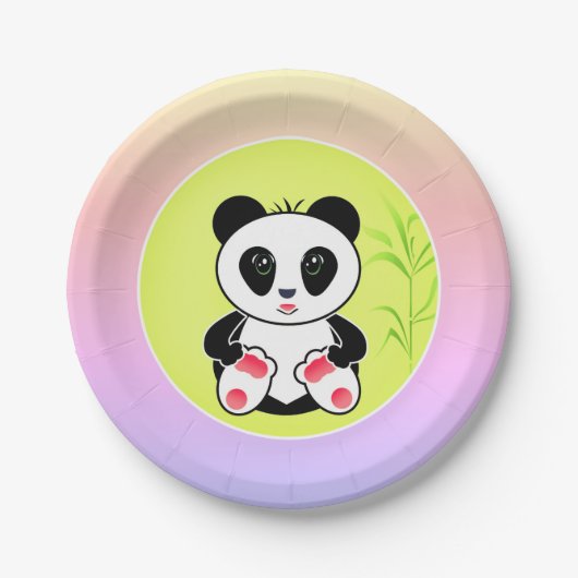Panda, cartoon, kinderen papieren bordje (Voorkant)