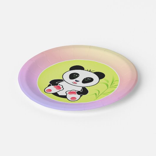 Panda, cartoon, kinderen papieren bordje (Gekanteld)
