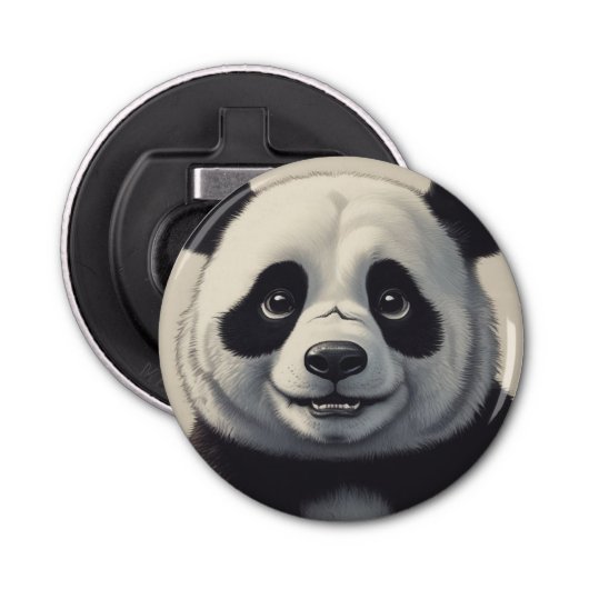 Panda Cartoon Tekenkunst Button Flesopener (Voorkant)