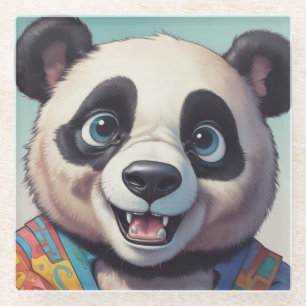Panda Cartoon Tekenkunst Glazen Onderzetter