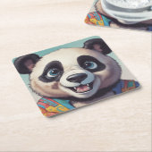 Panda Cartoon Tekenkunst Kartonnen Onderzetters (Schuin)