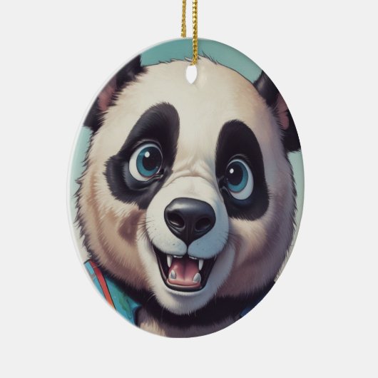 Panda Cartoon Tekenkunst Keramisch Ornament (Rechts)