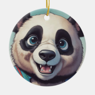 Panda Cartoon Tekenkunst Keramisch Ornament