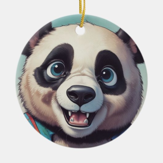 Panda Cartoon Tekenkunst Keramisch Ornament (Voorkant)